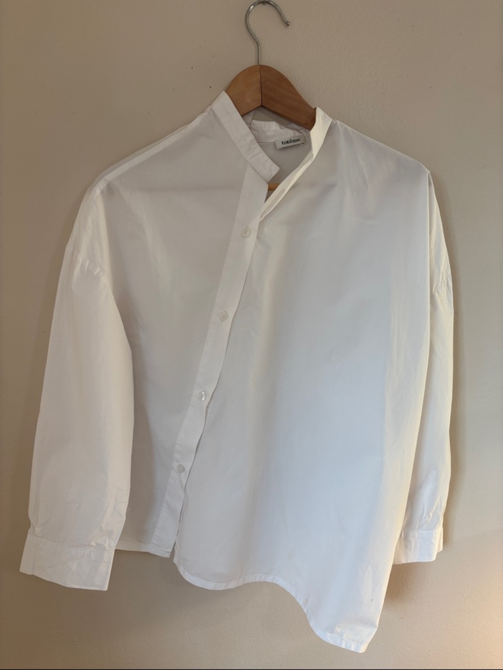 Toteme White Mandarin Collar Button-Front women’s Shirt